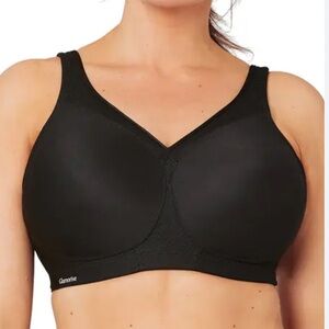 GLAMORISE SPORT womens black full figure wirefree athletic bra size NWOT